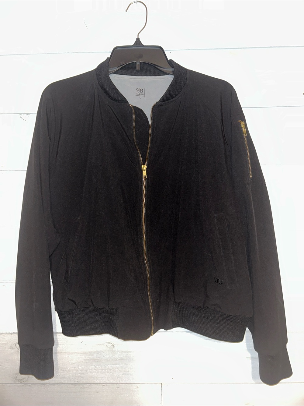 Albion bomber Black Jacket with Gold Zipper